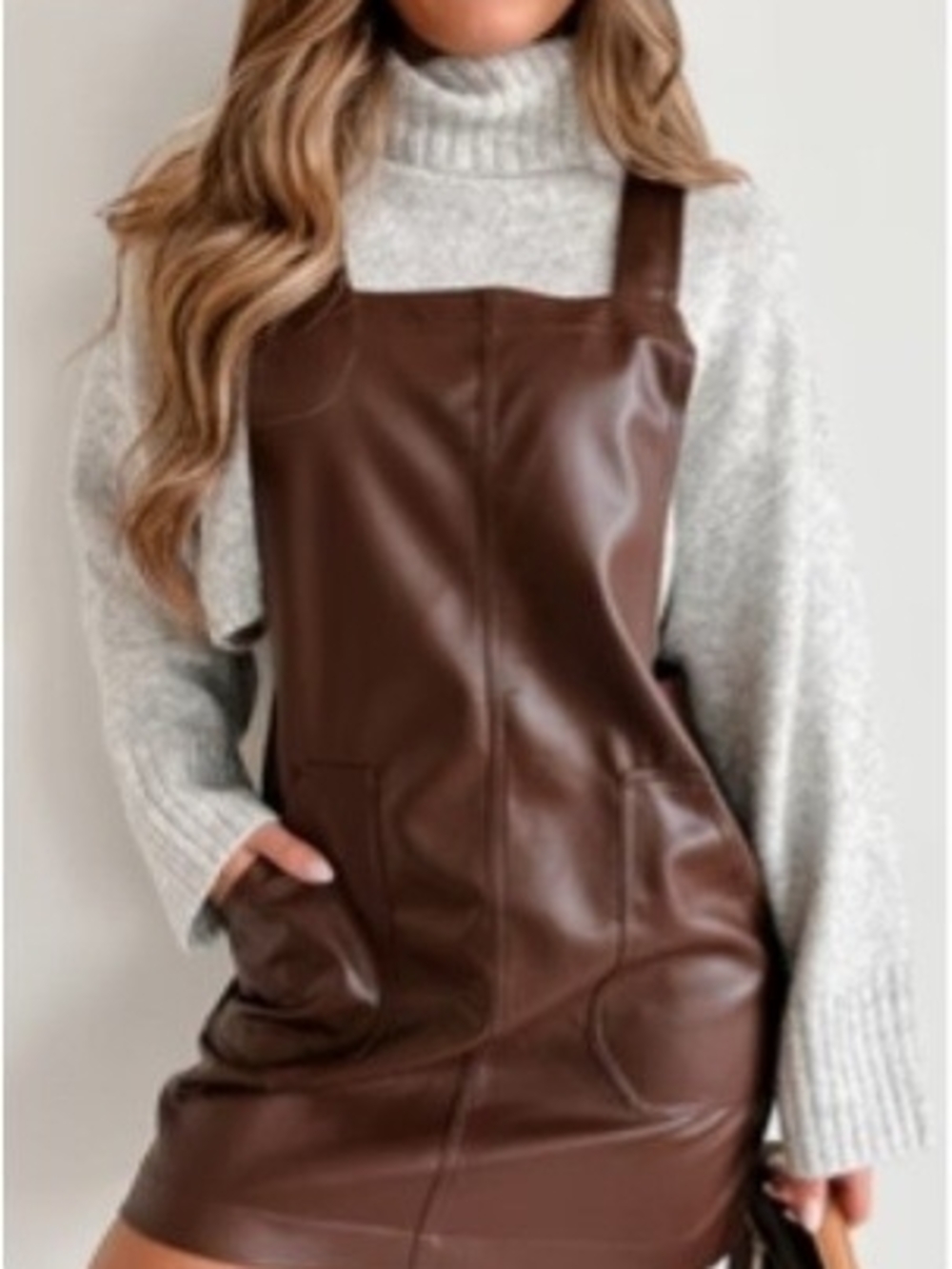 Love Riche Brown faux leather jumper